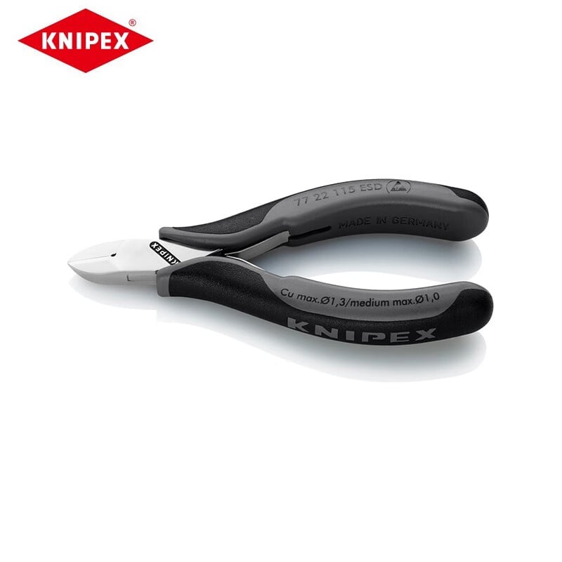 KNIPEX 118 мм прецизионные диагональные плоскогубцы для электронных устройств, плоскогубцы для рта, ножницы для водяного рта, электронные ножницы, пластиковые плоскогубцы, диагональные плоскогубцы 77 22 115 ESD настройка (срок поставки 4-8 недель)