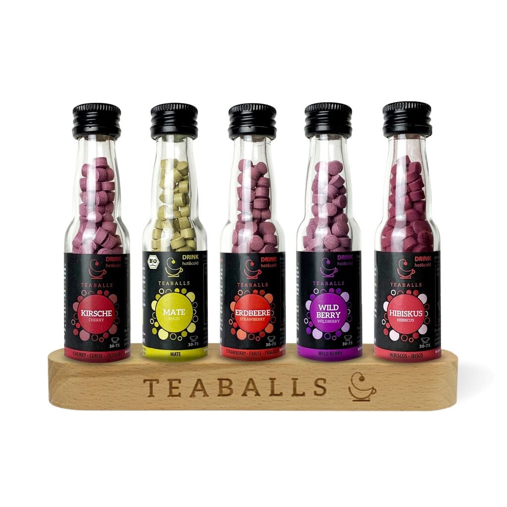 

Набор TEABALLS Fruit Selection Black (5x 15 г) с деревянной подставкой | 150–375 чашек чая Teaballs Gmbh