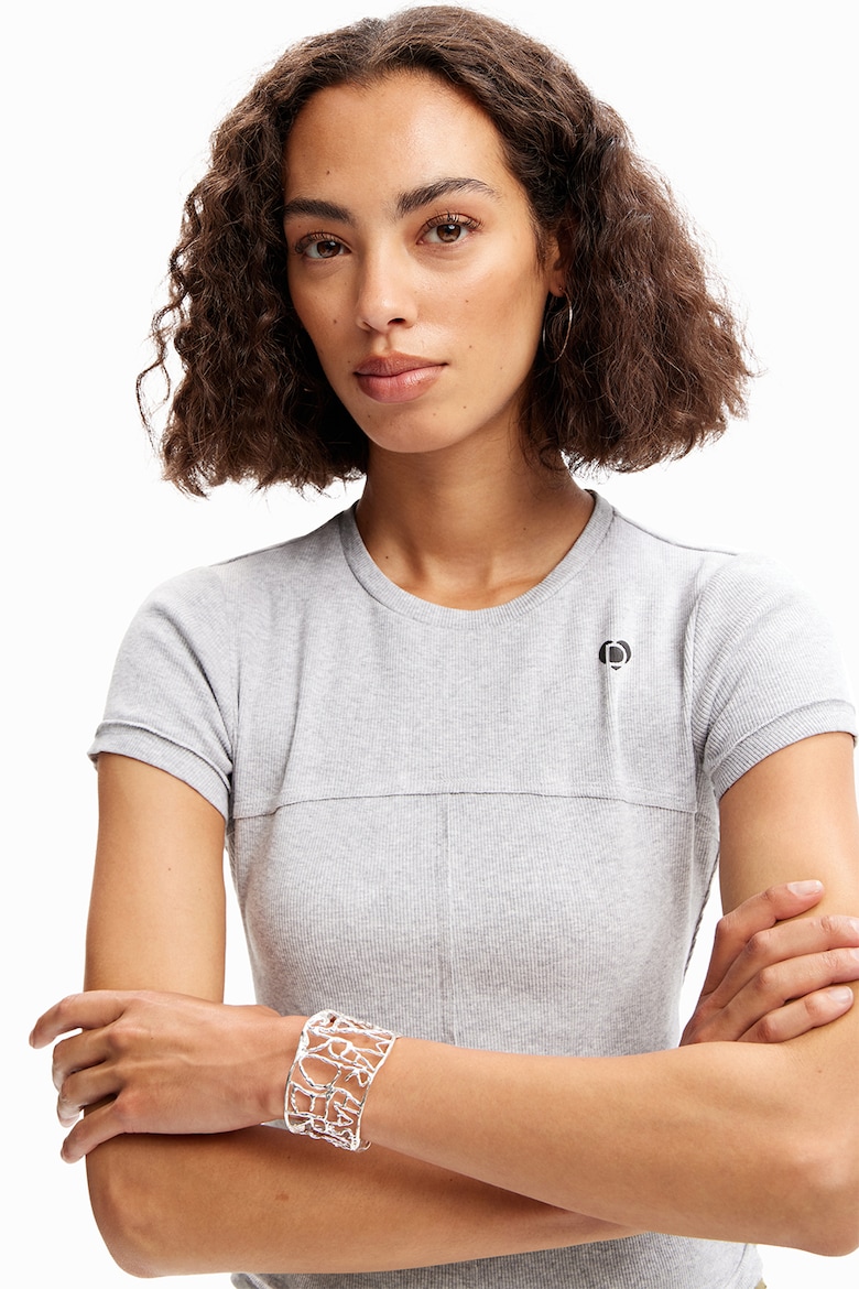 Короткая футболка с разрывами Desigual, серый короткая блузка с разрывами colin s черный