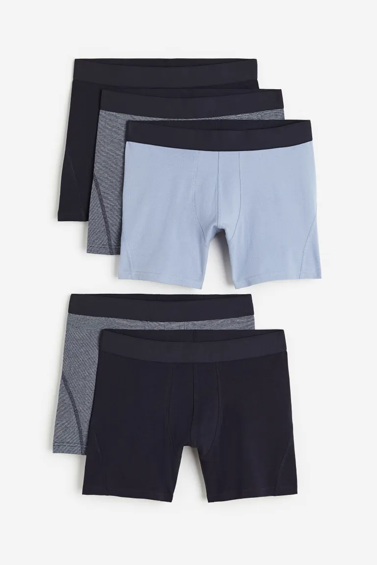 

5 боксеров средней длины xtra life H&M, синий