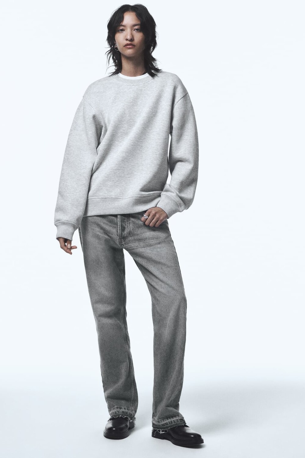 

Минималистичная толстовка из смесового хлопка ZARA, серый