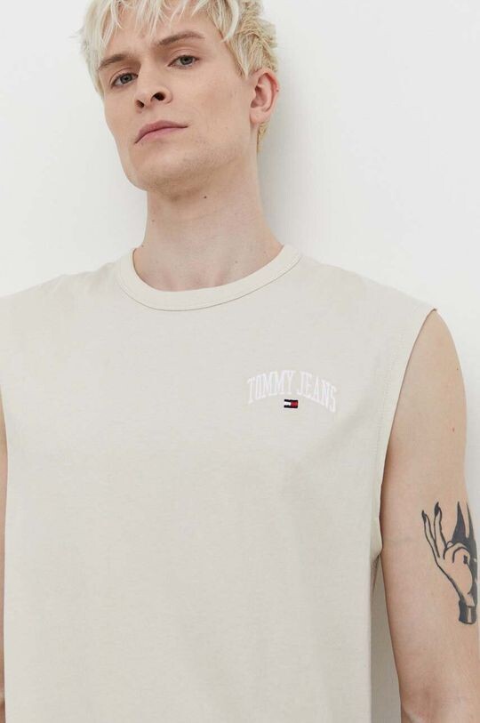 

Хлопковая футболка Tommy Jeans, бежевый