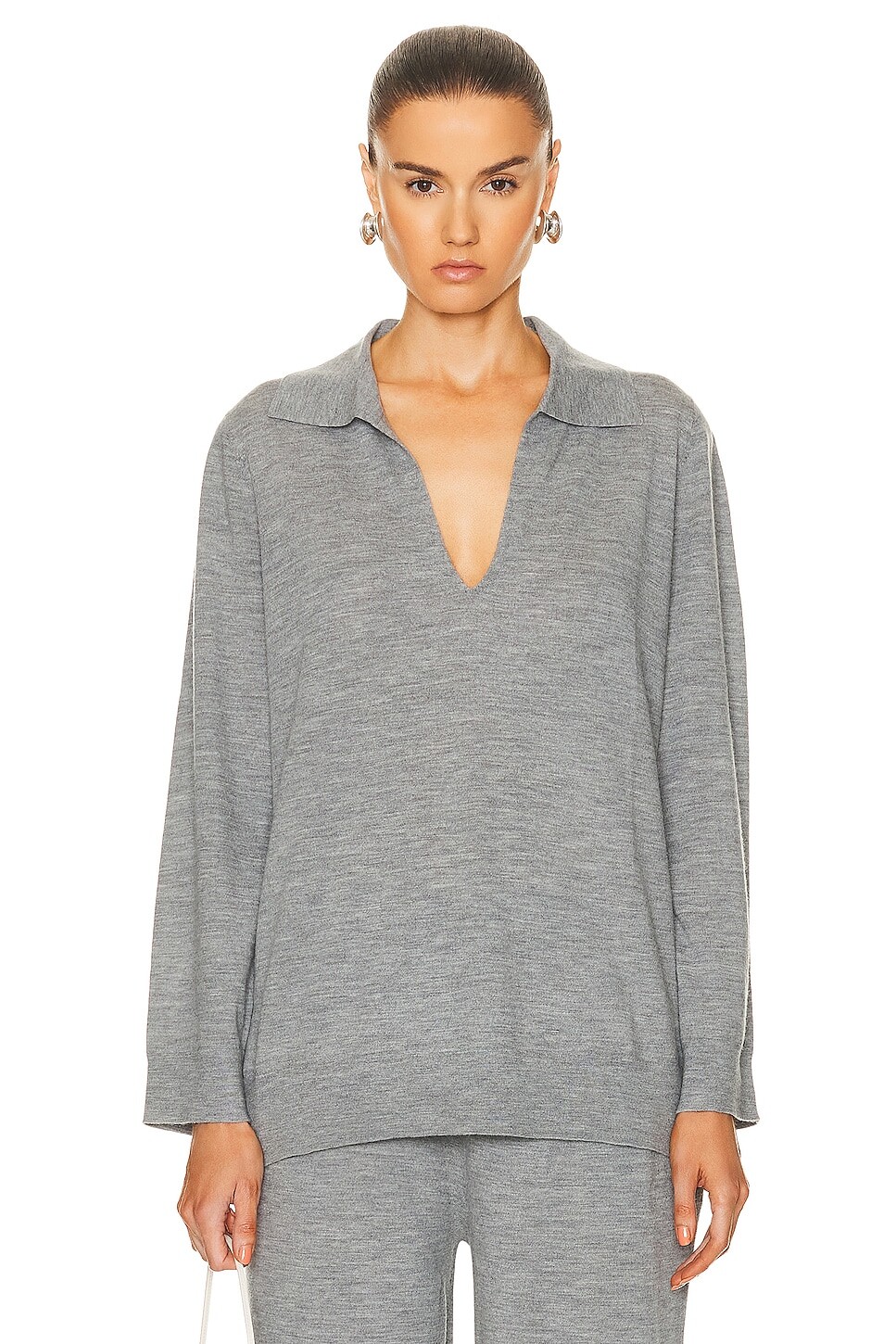 

Поло Leset James V Neck Top, серый