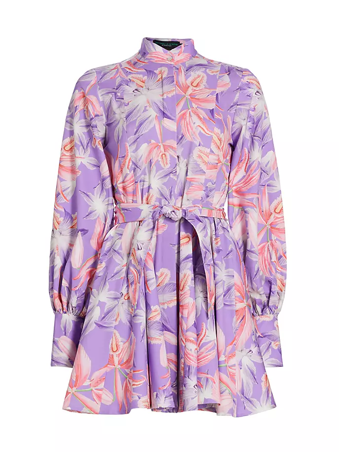 Мини-платье Amorio с цветочным принтом и завязкой на талии No Pise La Grama, цвет orquideas in lavender print