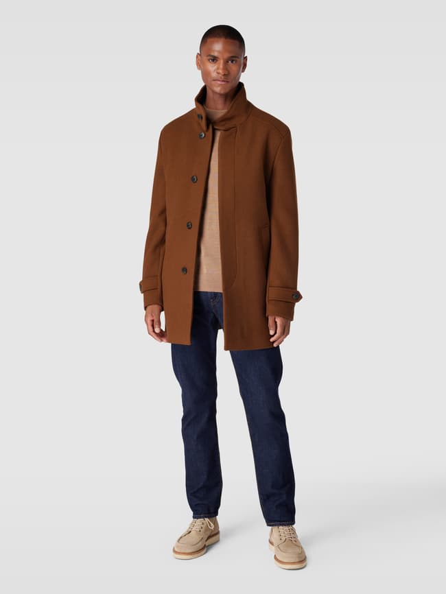 цена Пальто с воротником стойкой модель REUBEN Selected, коричневый
