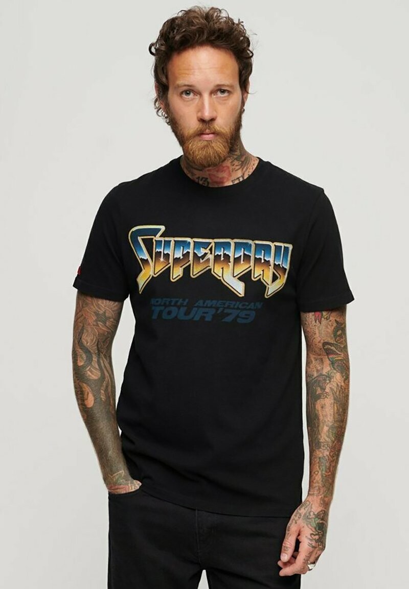 

Футболка с принтом 70'S ROCK GRAPHIC BAND Superdry, цвет black