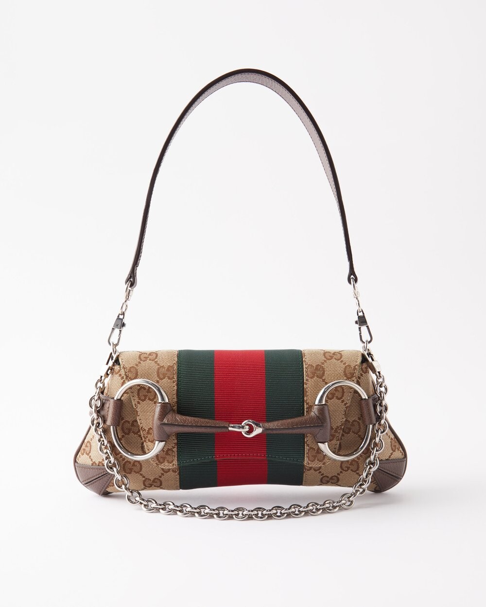 

Маленькая холщовая сумка на плечо horsebit с узором gg-supreme Gucci, бежевый