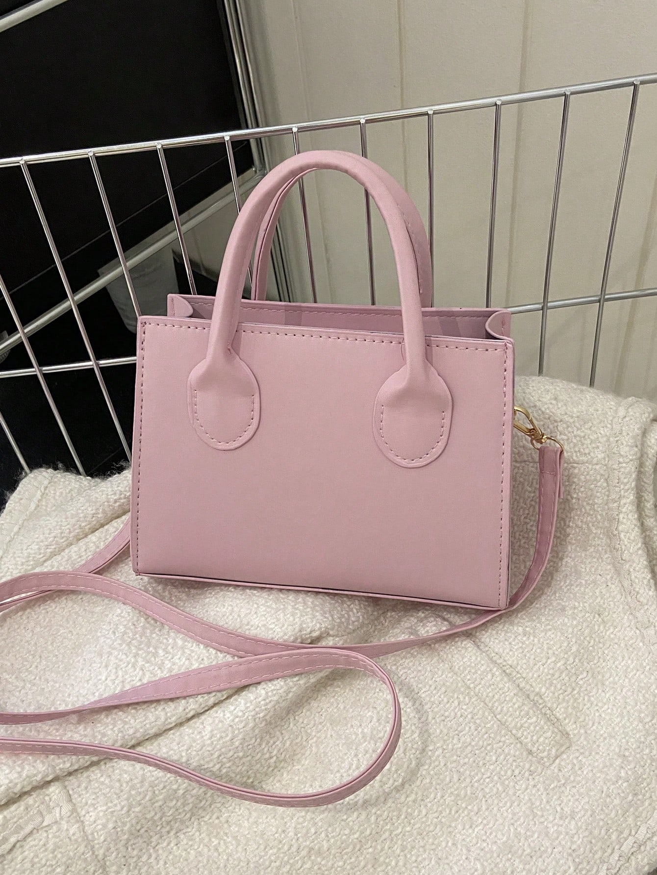 Легкая деловая повседневная квадратная сумка с двойной ручкой для девочек-подростков, розовый