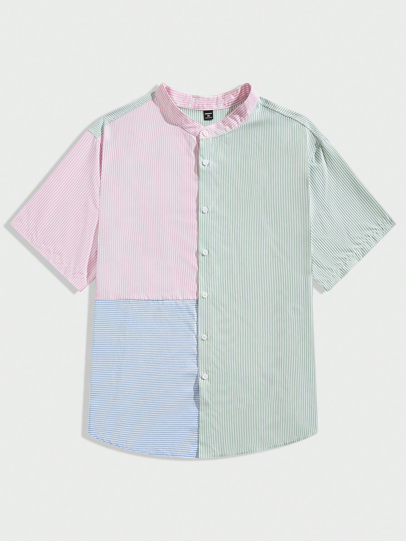 Мужская рубашка в полоску с цветными блоками Manfinity Hypemode Plus, зеленый мужская повседневная гавайская рубашка винтажная гавайская пляжная крутая повседневная рубашка оверсайз с короткими рукавами и забавным