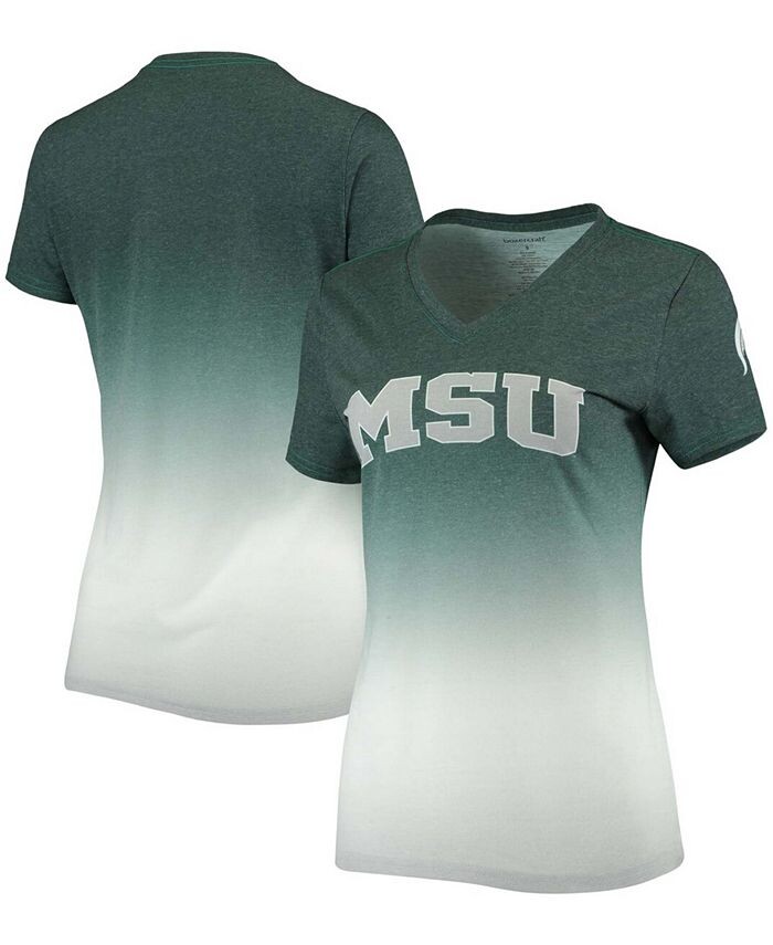 

Женская футболка Heather Green Michigan State Spartans с v-образным вырезом и омбре Boxercraft, зеленый