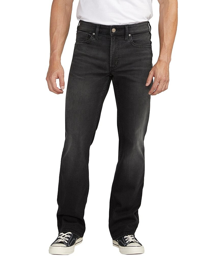 

Черные потертые джинсы прямого кроя свободного кроя Silver Jeans Co. Zac, черный