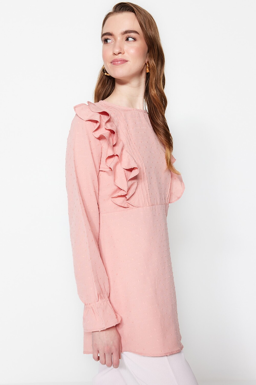 

Туника - Розовый - Классический крой Trendyol Modest, розовый