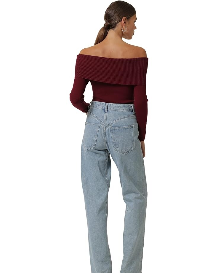 

Свитер line and dot Lyla Off Shoulder Sweater, бордовый