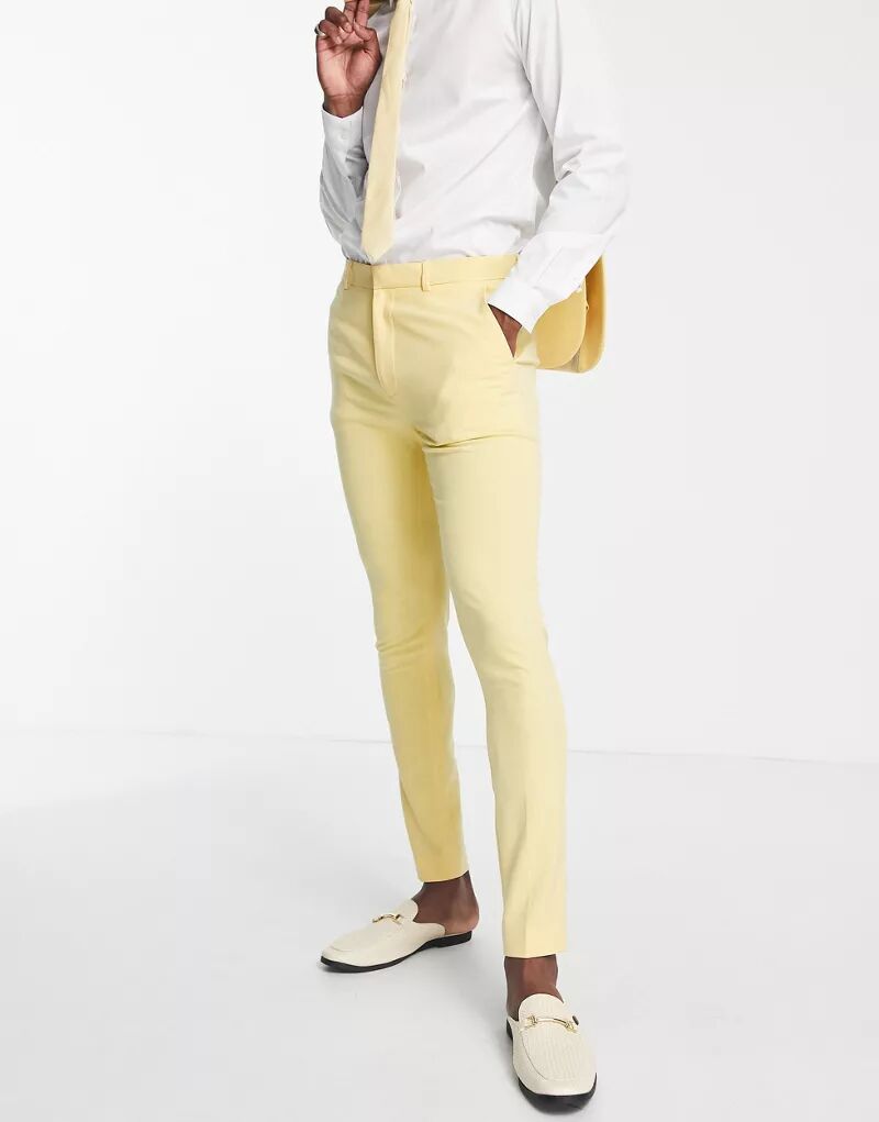 Желтые костюмные брюки суперскинни ASOS