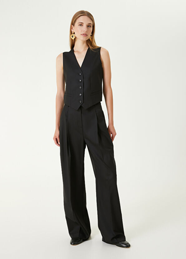 

Плиссированные шерстяные брюки Beymen Collection, черный