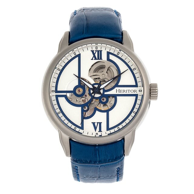 

Автоматические часы Heritor Sanford с полускелетоновым кожаным ремешком Heritor Automatic, синий