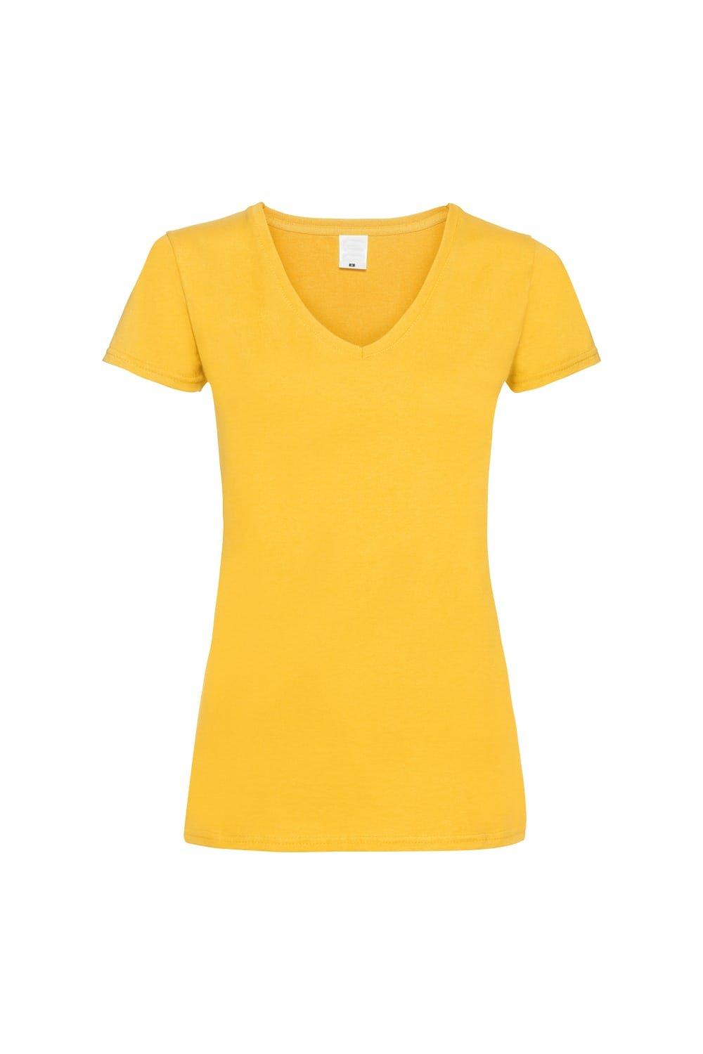 Повседневная футболка Value с V-образным вырезом и короткими рукавами Universal Textiles, золото футболка женская mia серый меланж размер xl