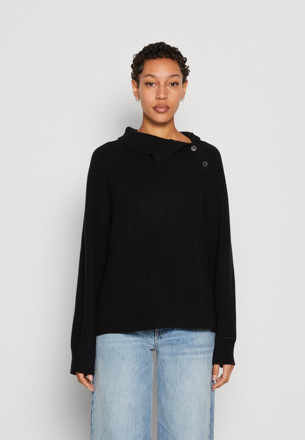 

Свитшот Calvin Klein BUTTON MOCK NECK, черный