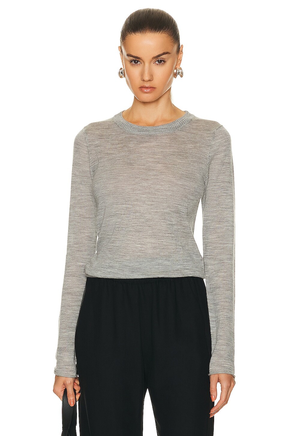 

Топ Enza Costa Tissue Cashmere Bold Long Sleeve Crew, цвет Heather Grey