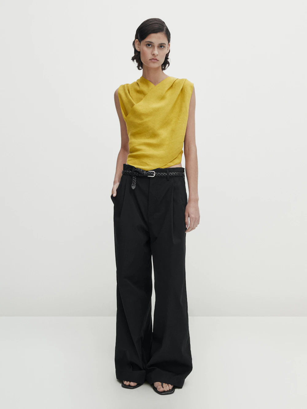 

Топ из 100% льна Massimo Dutti, желтый