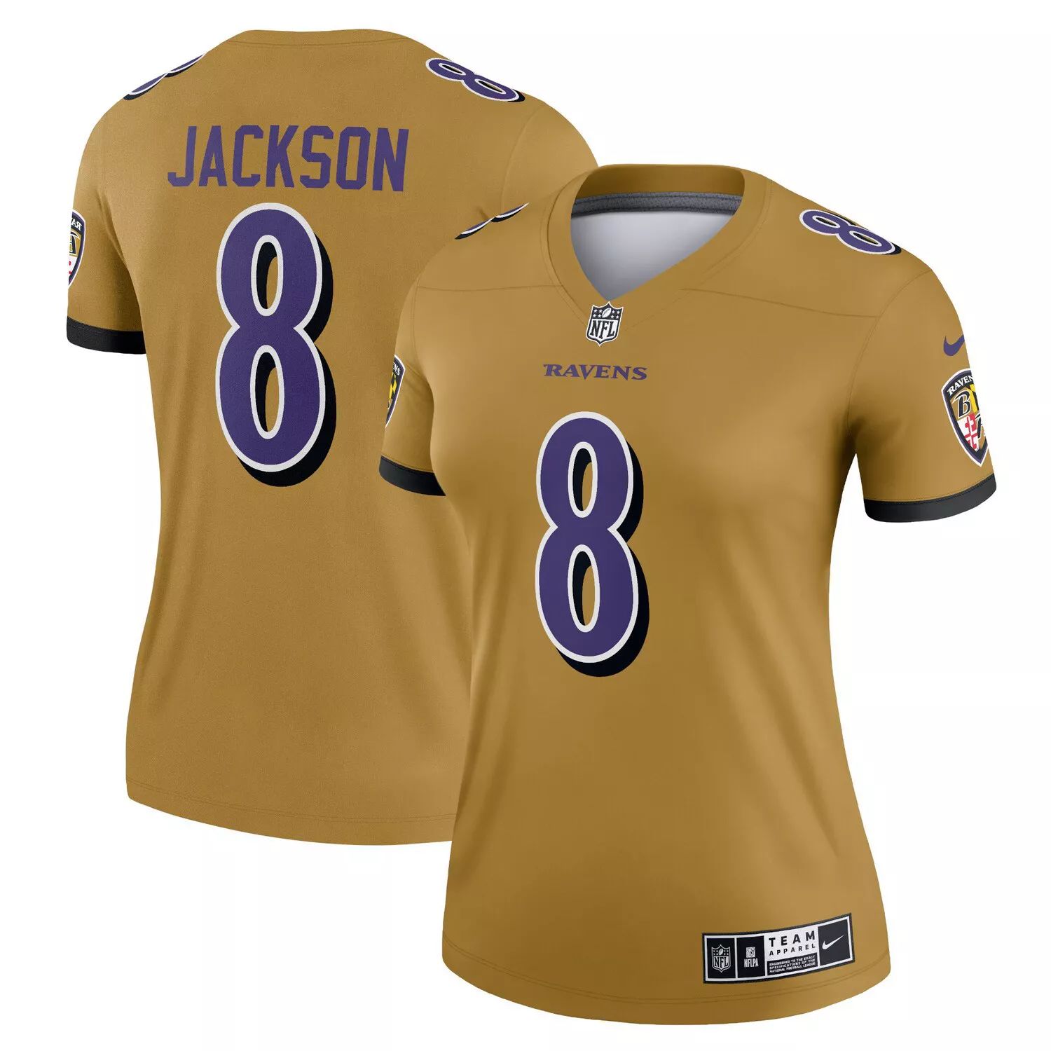 Женское джерси Nike Lamar Jackson Gold Baltimore Ravens Inverted Legend Nike