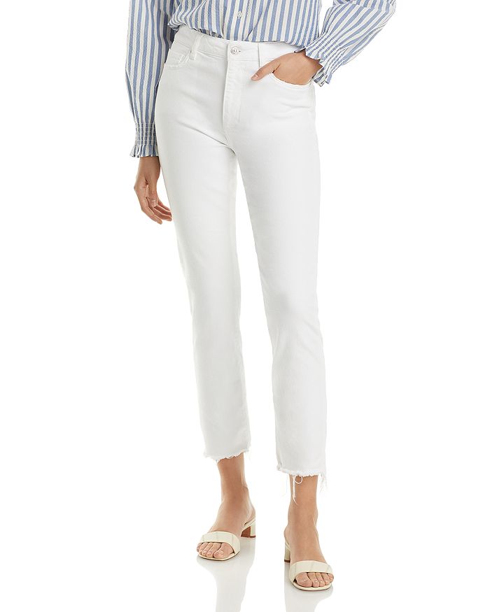 цена Прямые джинсы Cindy с высокой посадкой до щиколотки в цвете Белый шум PAIGE