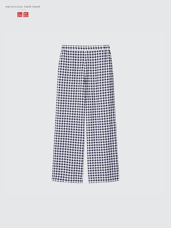 

Легкие брюки из ткани seersucker в клетку Uniqlo, синий