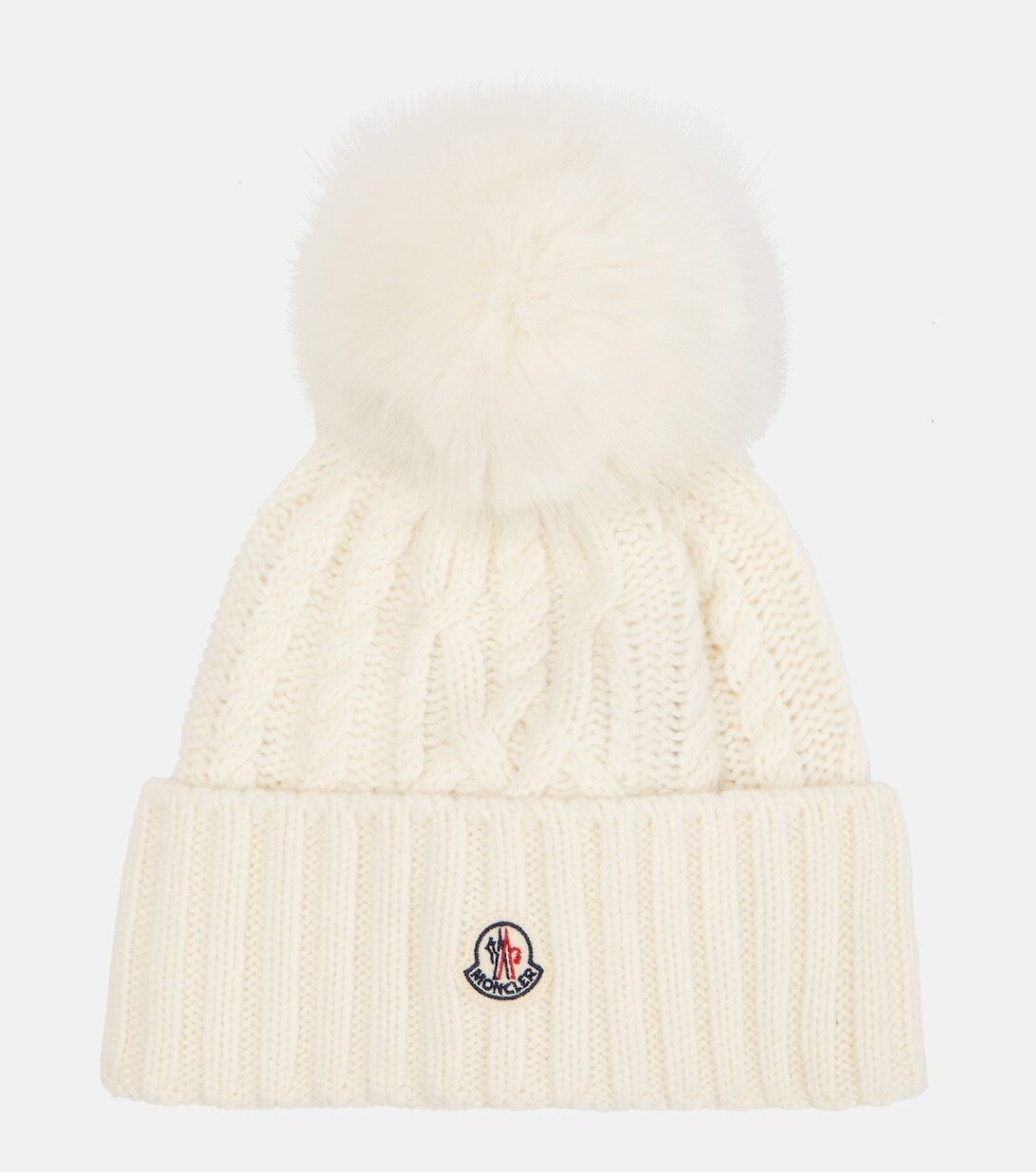 

Шапка косой вязки из шерсти и кашемира Moncler, белый