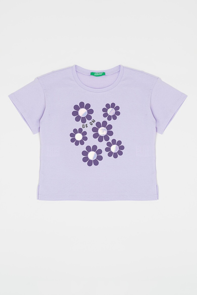 

Футболка с овальным вырезом и принтом United Colors Of Benetton, фиолетовый