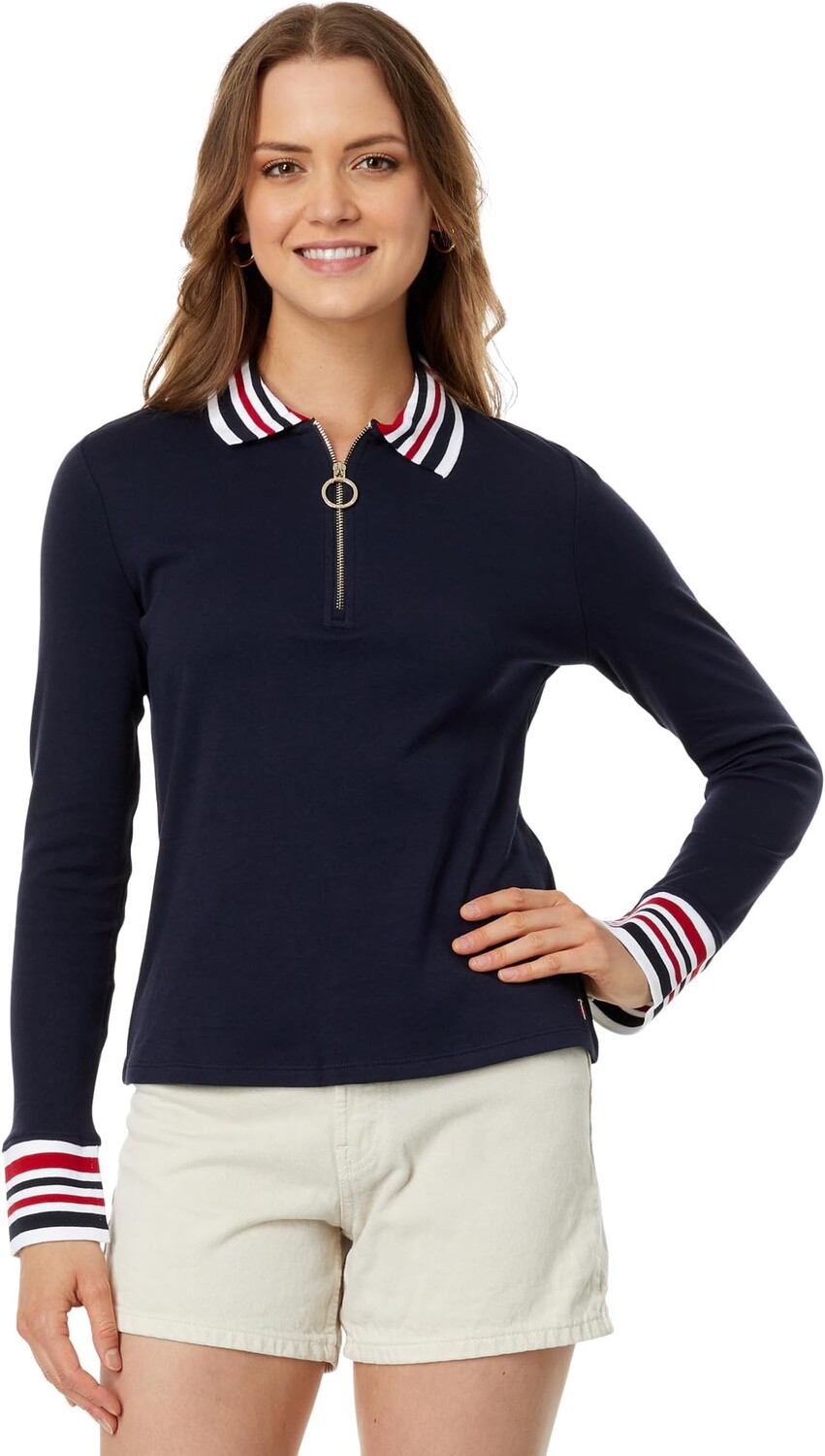 

Рубашка-поло Long Sleeve 1/4 Zip Polo Tommy Hilfiger, цвет Sky Captain