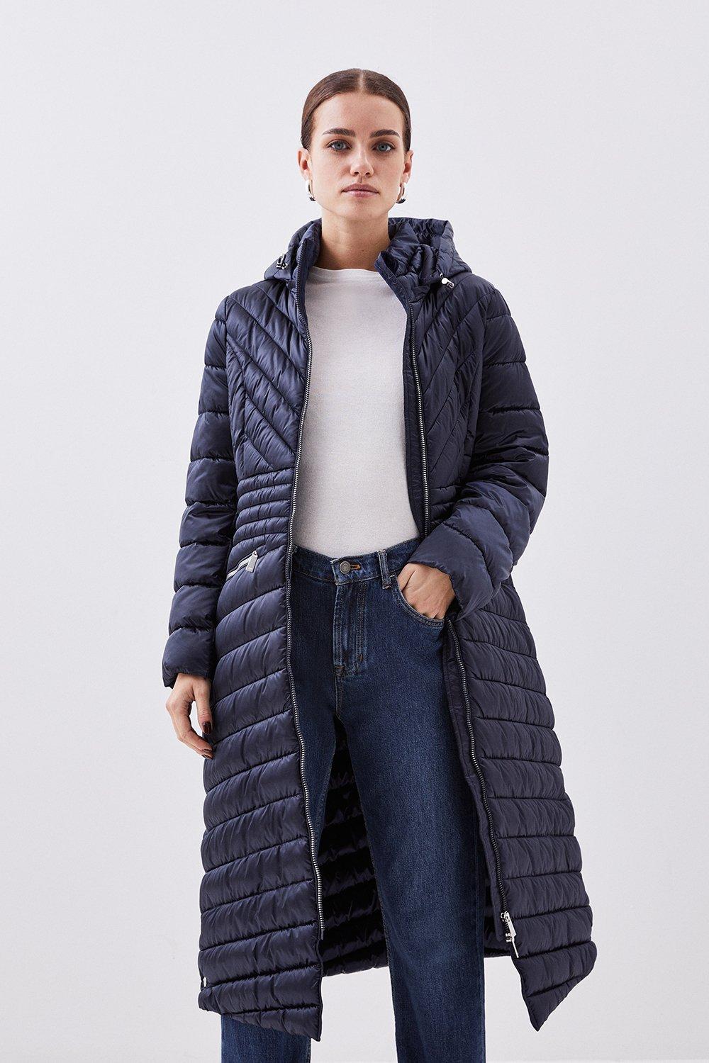 Легкое длинное компактное пальто Petite Karen Millen, темно-синий