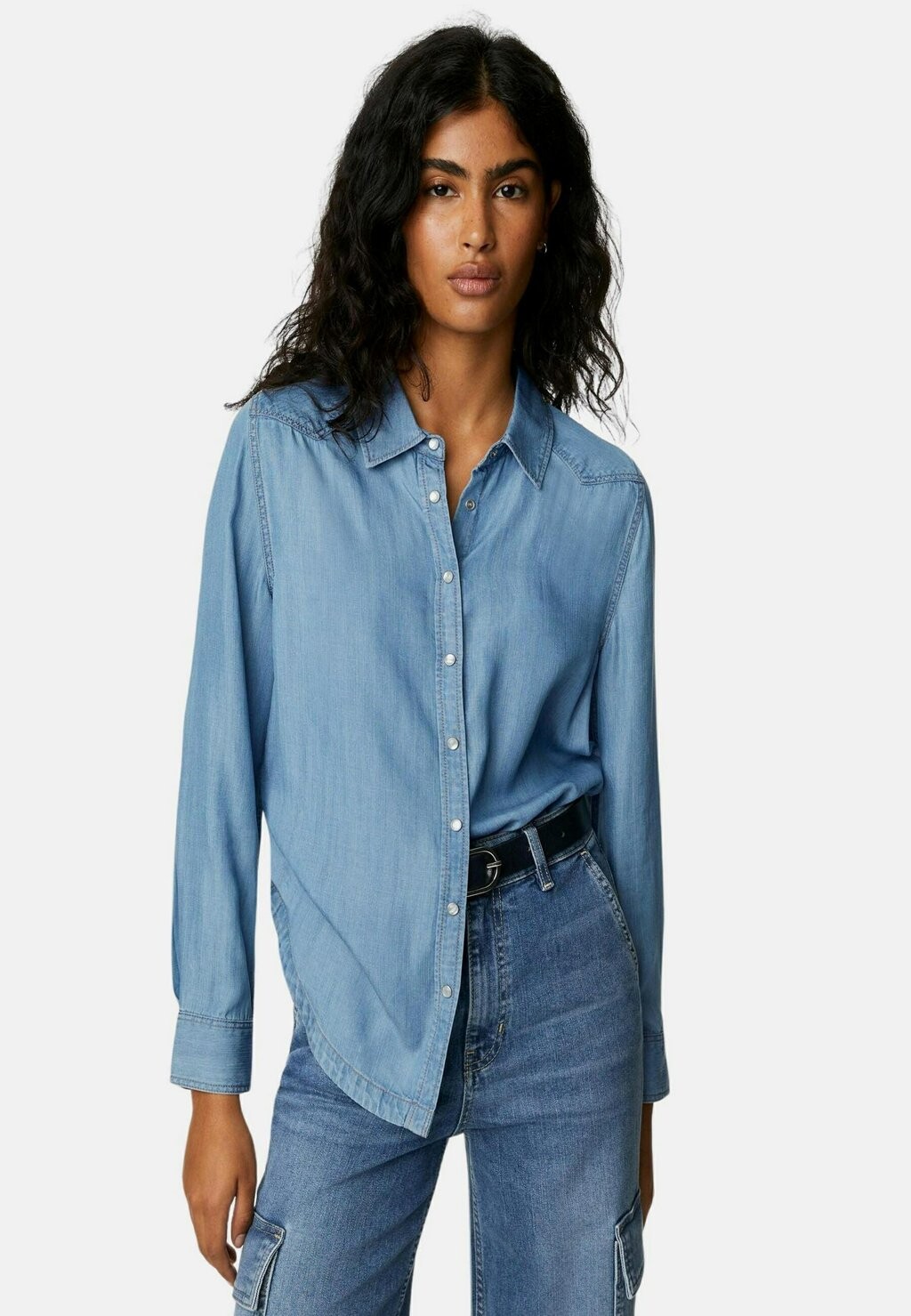 

Рубашка Long Sleeve Marks & Spencer, цвет blue denim
