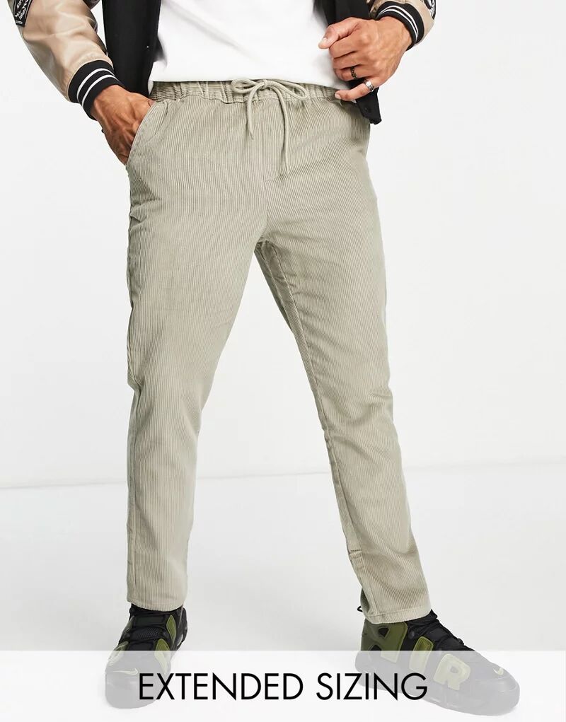 Вельветовые брюки узкого кроя цвета хаки ASOS
