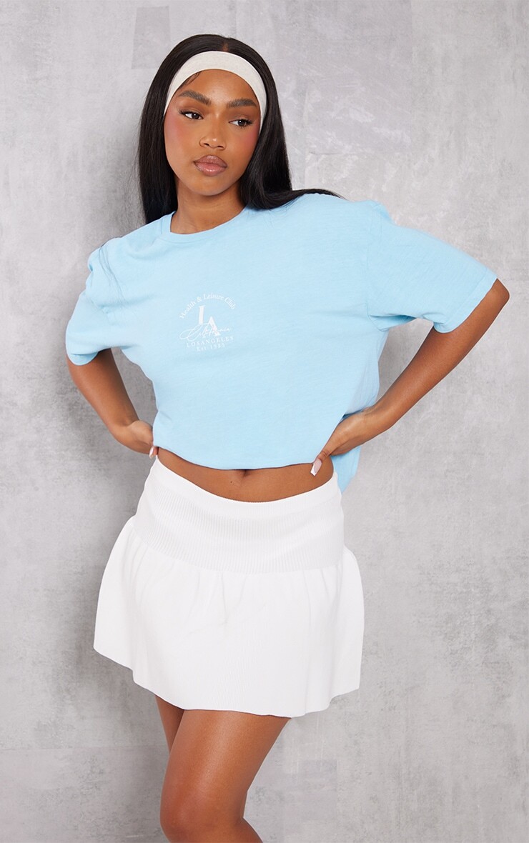 

PrettyLittleThing Голубая футболка с принтом «Здоровье и отдых», Синий