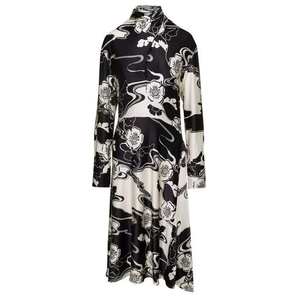 

Платье midi and floreal printed dress with hi Jil Sander, черный