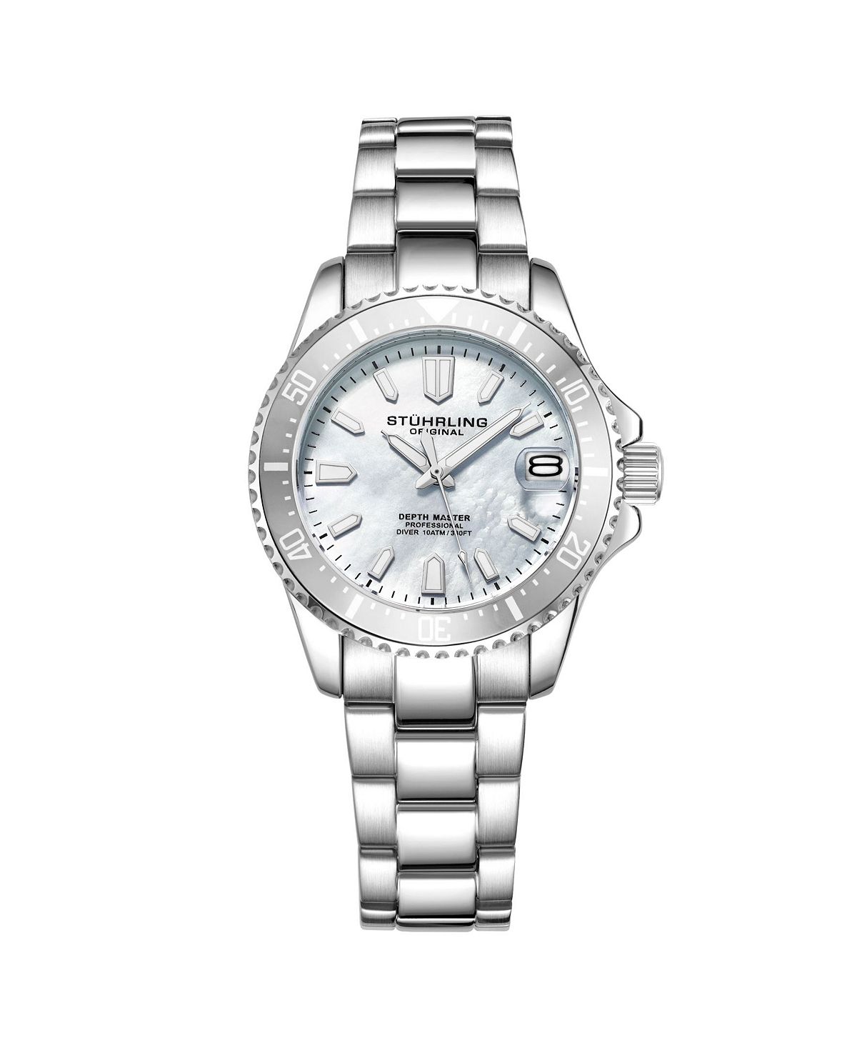 цена Женские часы-браслет из нержавеющей стали серебристого цвета, 32 мм Stuhrling, серебро