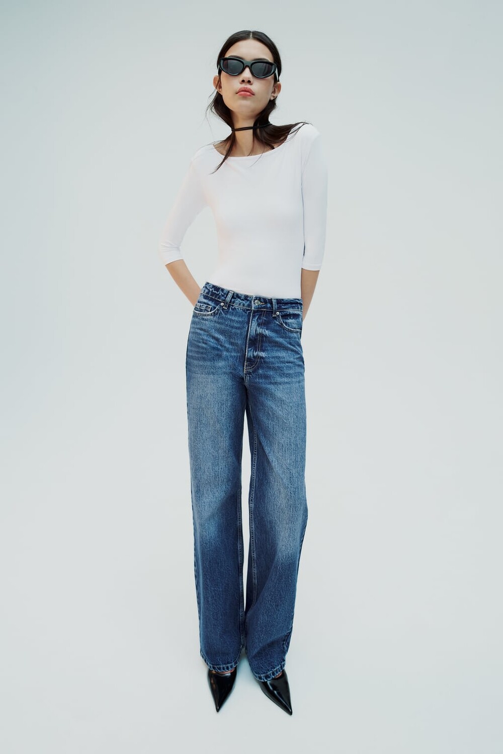 

Боди из полиамида ZARA, белый
