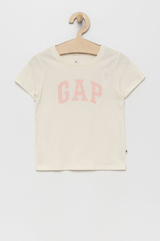 цена Детская хлопковая футболка GAP, бежевый