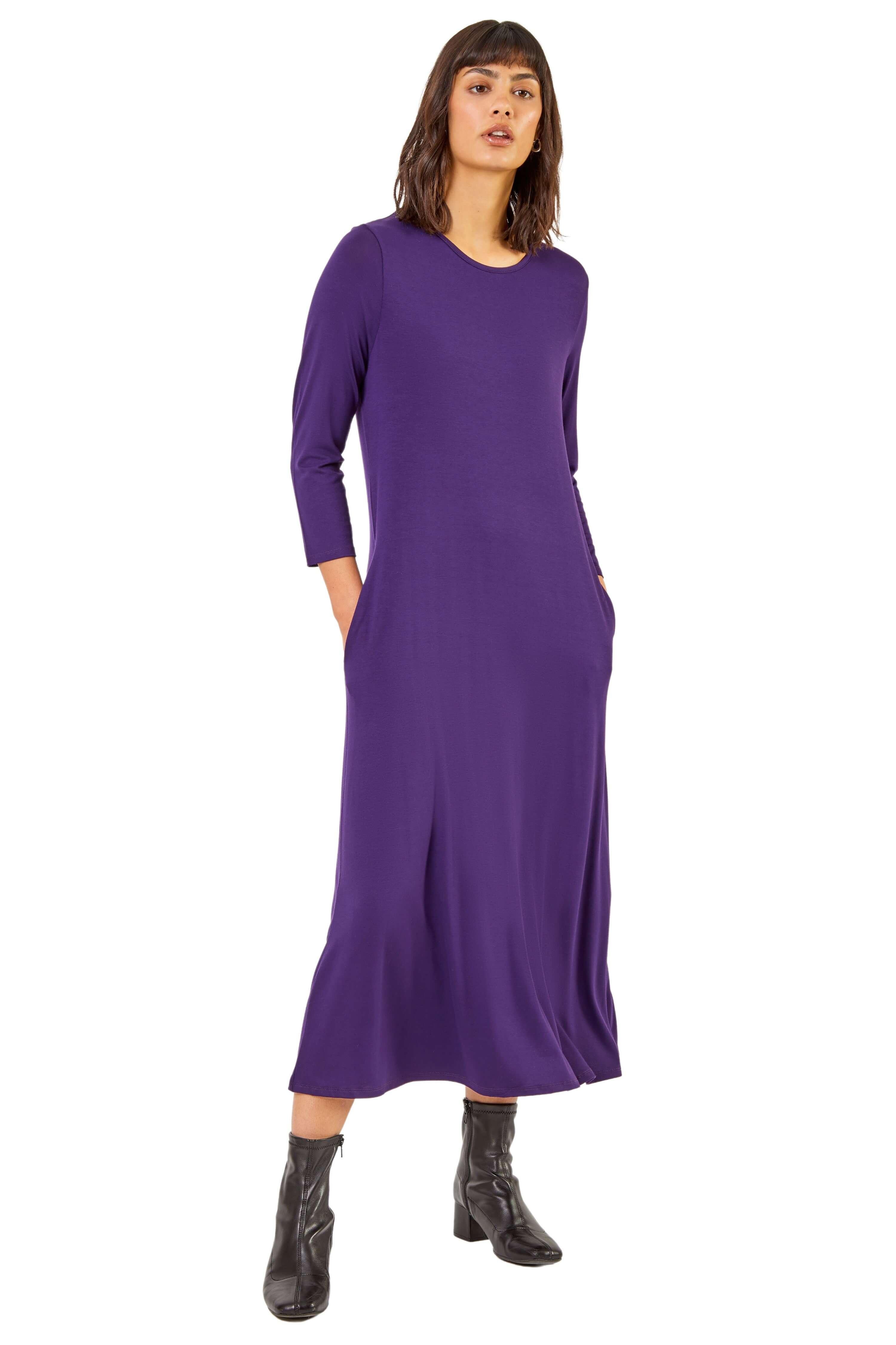 Платье миди из джерси с карманами Roman, фиолетовый платье миди из крепового шва theory цвет rice