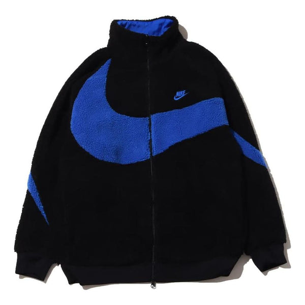 Куртка Nike Sportswear Swoosh Logo Embroidered Reversible Sherpa Fleece Black Blue Jacket Asia Sizing, черный куртка nike swoosh warm lamb s jacket autumn asia edition black cu6559 010 черный