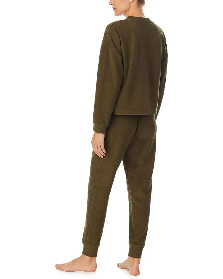 Пижамный комплект Sanctuary Long Sleeve Cropped Henley Joggers PJ Set, цвет Olive Marl
