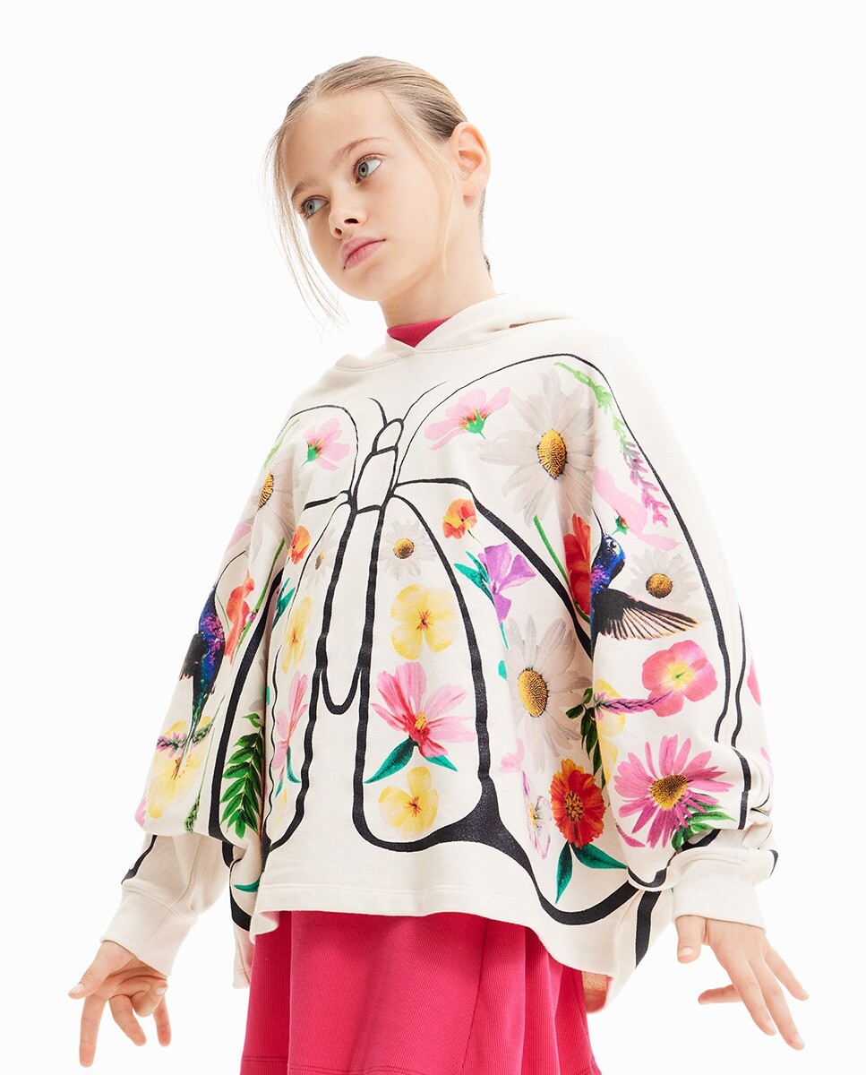 

Толстовка оверсайз с бабочкой для девочки Desigual, сырой