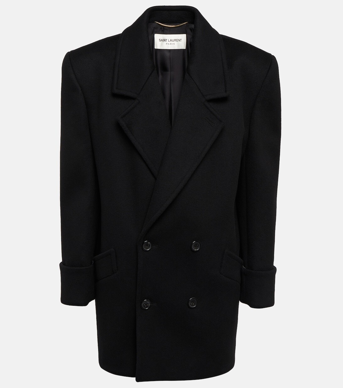 

Двубортное шерстяное пальто SAINT LAURENT, черный