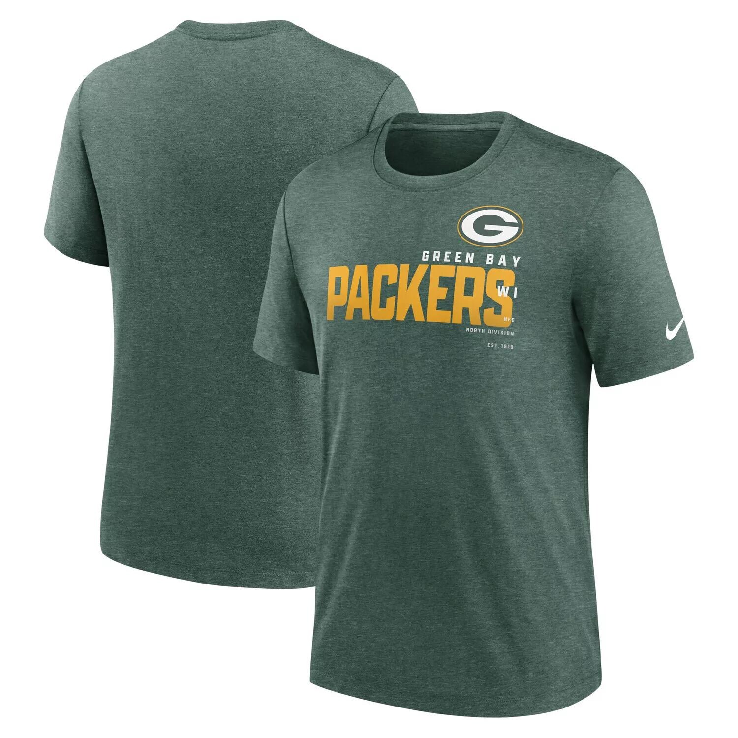 

Мужская футболка зеленого цвета Green Bay Packers Team Tri-Blend Nike, Зеленый