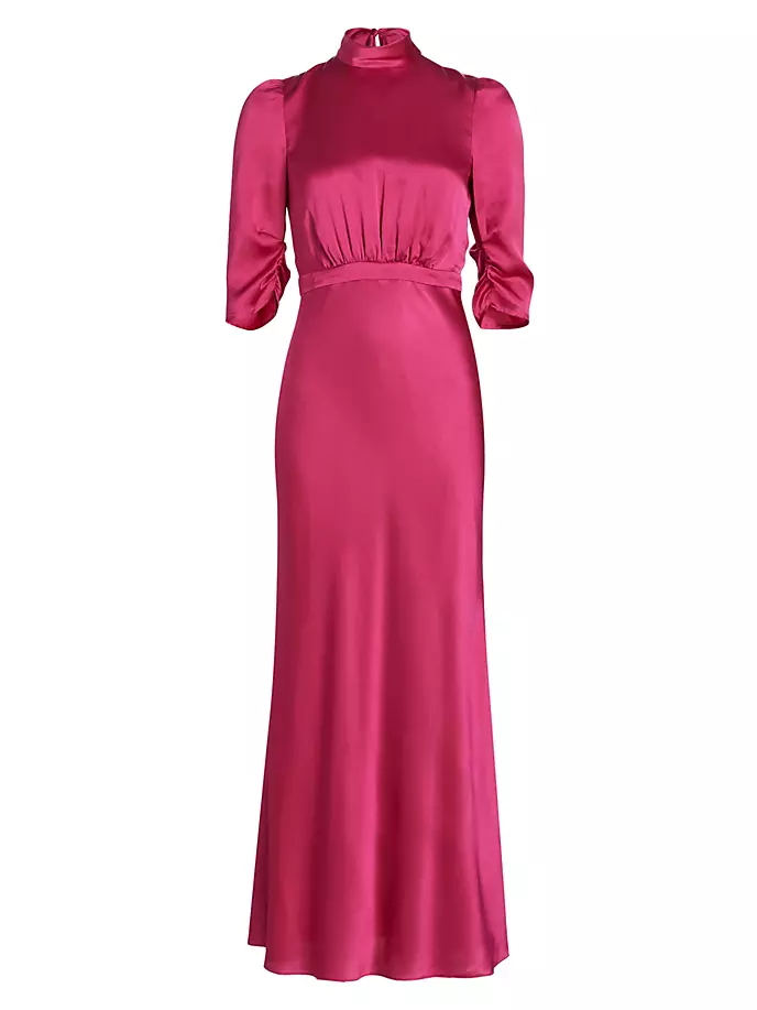 Шелковое платье макси Adele Saloni, цвет pink flambe