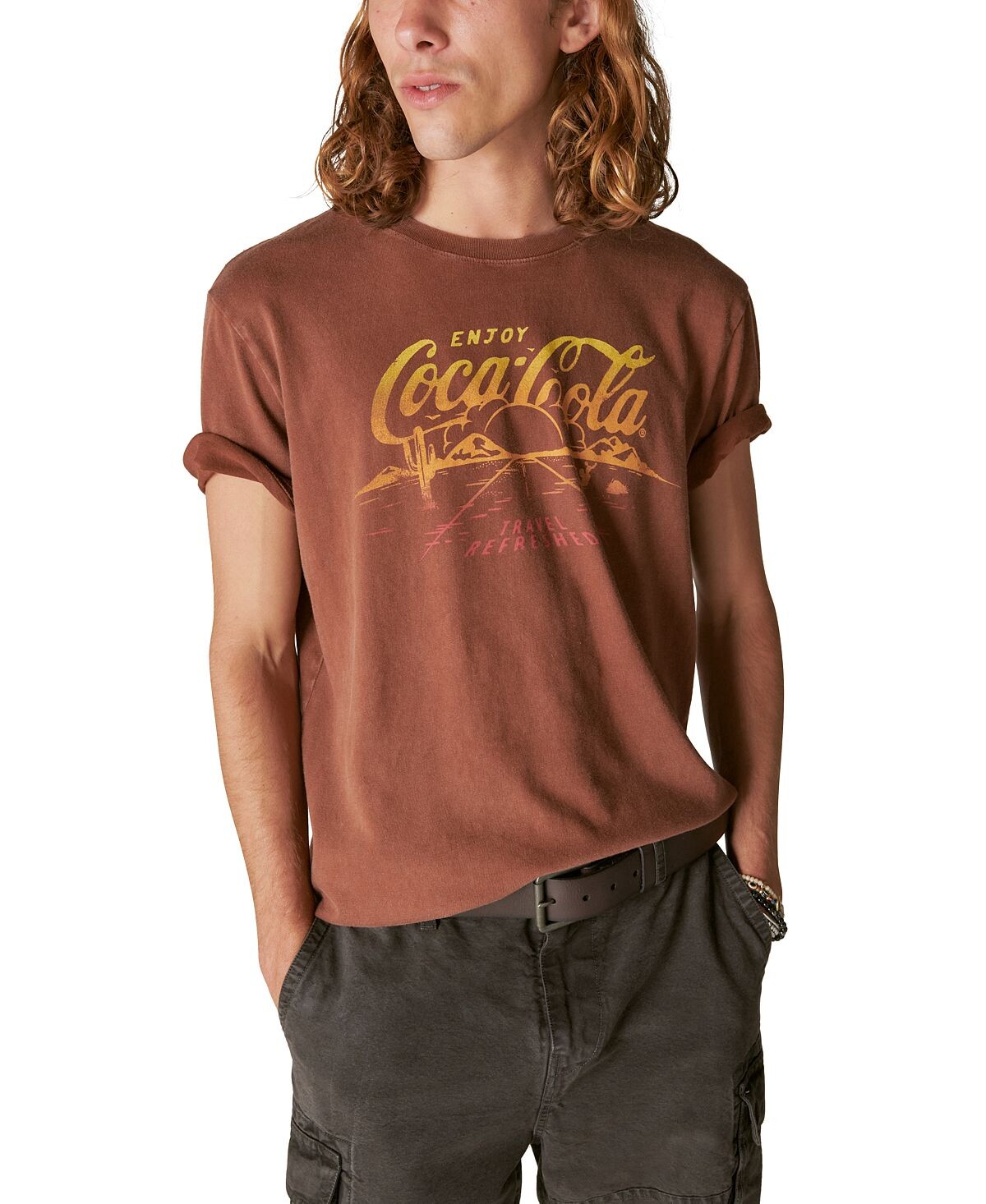 

Мужская классическая футболка с рисунком Coca-Cola Road Lucky Brand