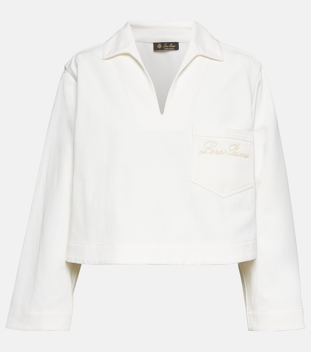 

Укороченный топ из хлопка и льна LORO PIANA, белый