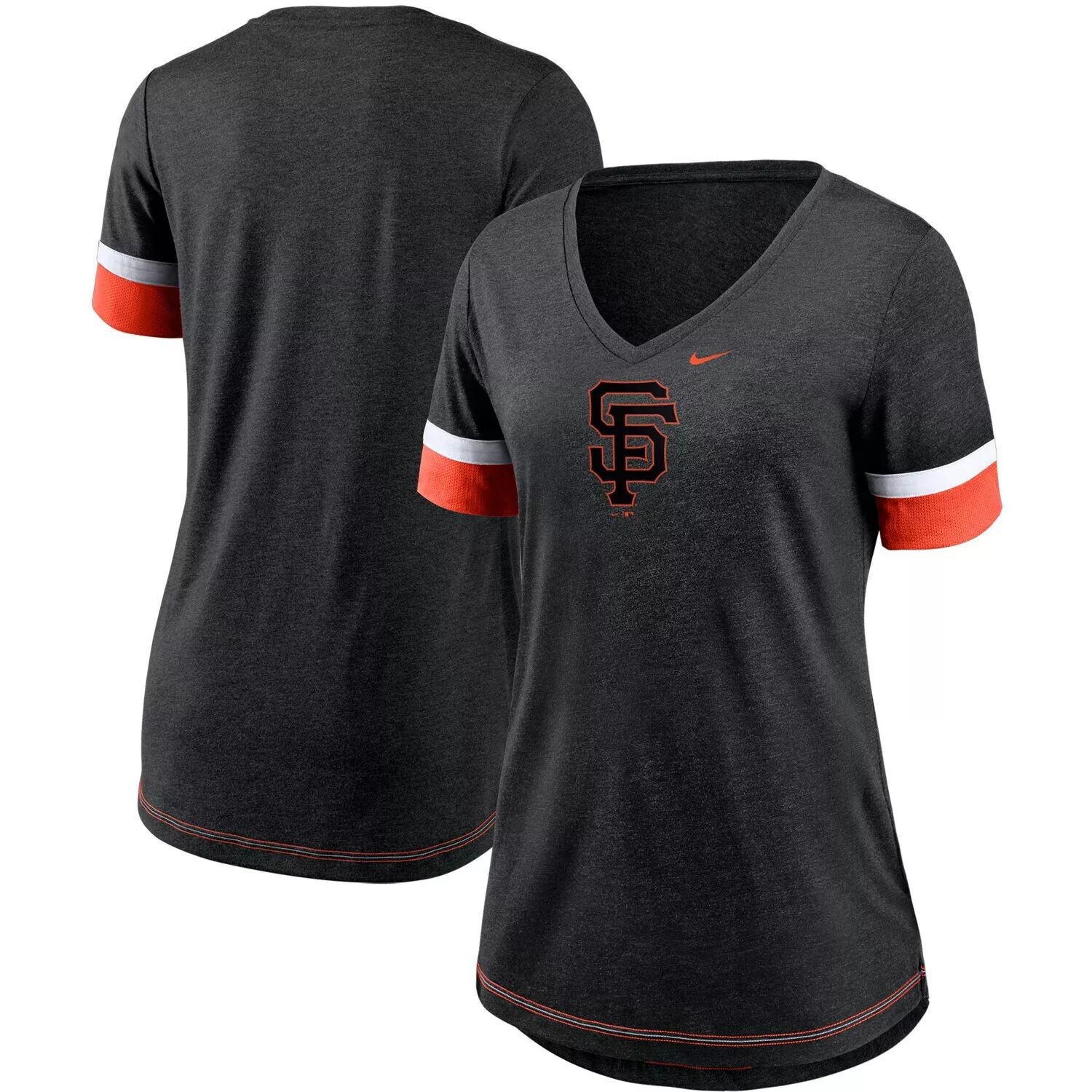 

Женская черная футболка с v-образным вырезом и сетчатым логотипом Nike San Francisco Giants Nike