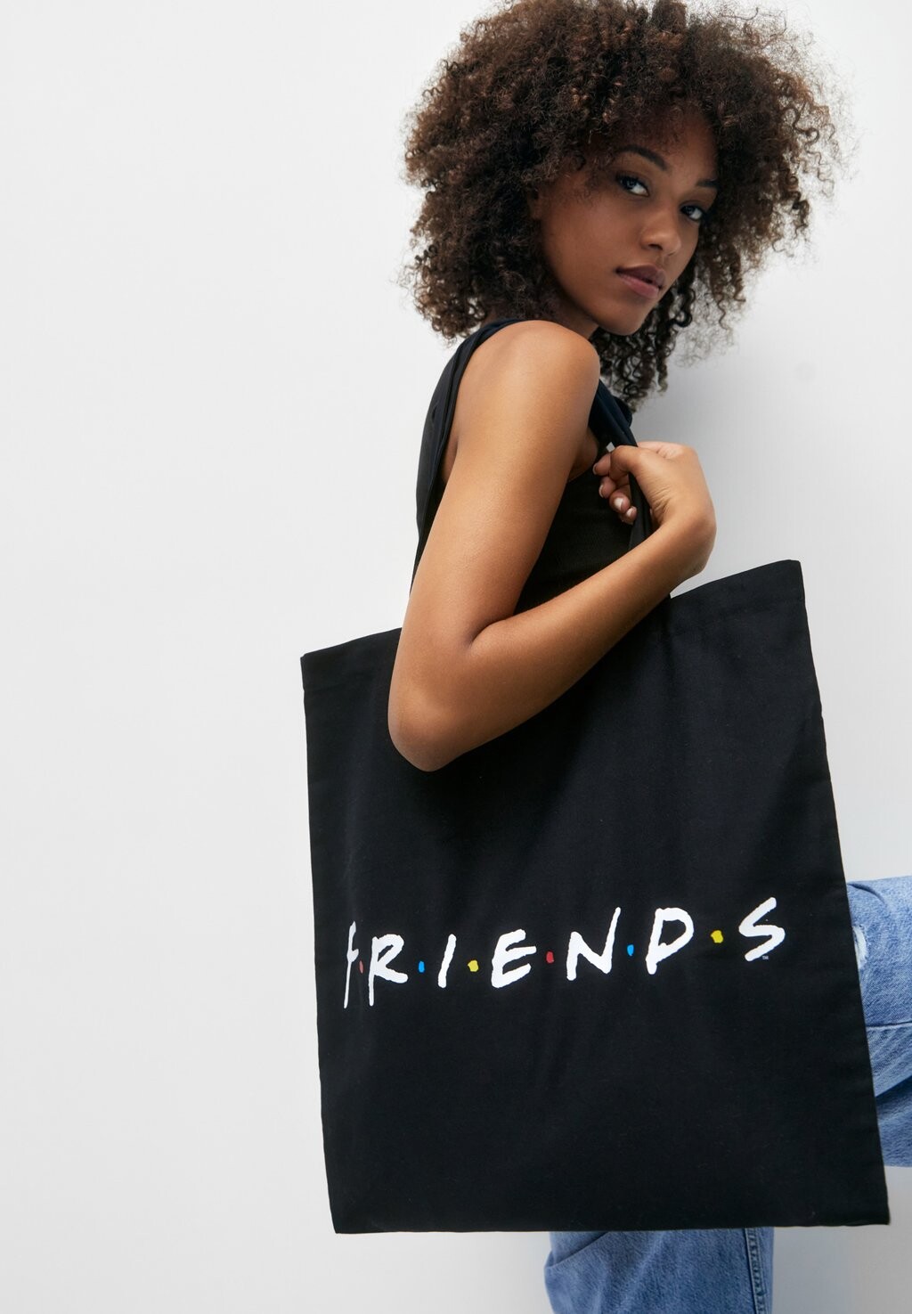 

Сумка для покупок Friends Fabric PULL&BEAR, черный