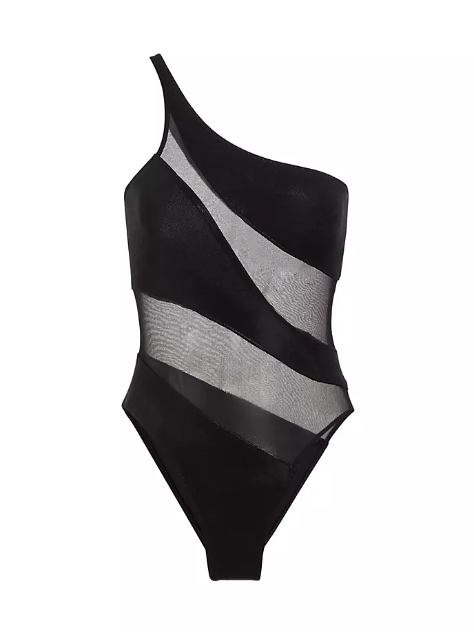 

Цельный купальник из сетки на одно плечо Mio Norma Kamali, цвет black mesh